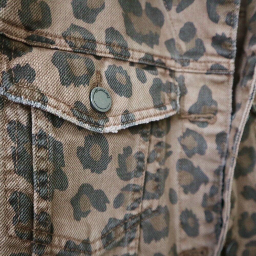 Blank NYC Size S Catwalk Denim Trucker Jacket Animal Print Distressed - Picture 6 of 12